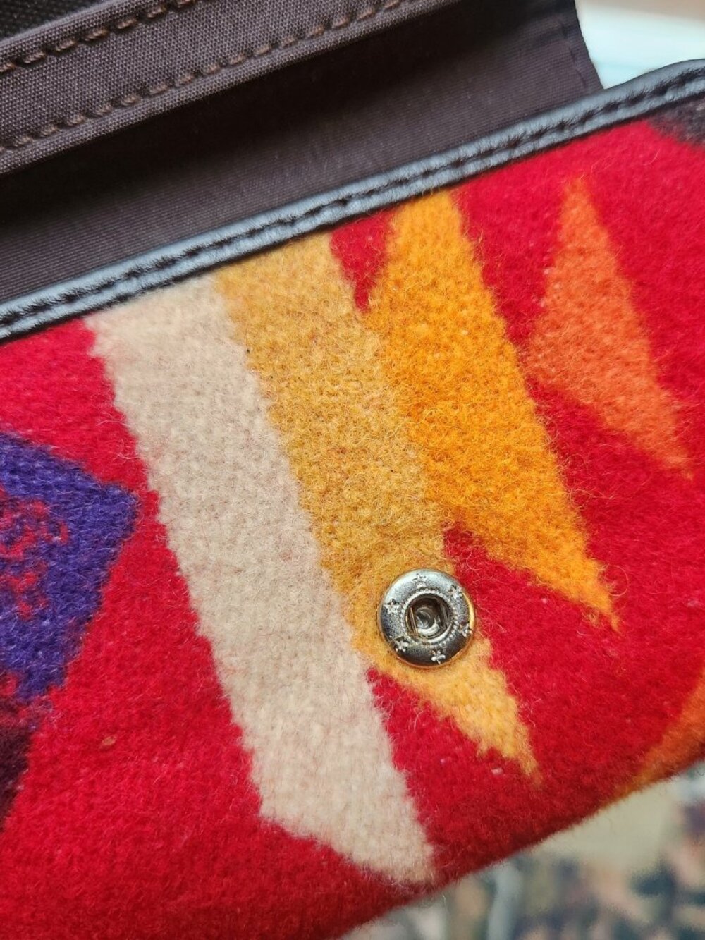 Pendelton Woolen Mills Aztec Southwestern Trifold Wallet Billfold Wool Leather - Picture 7 of 7